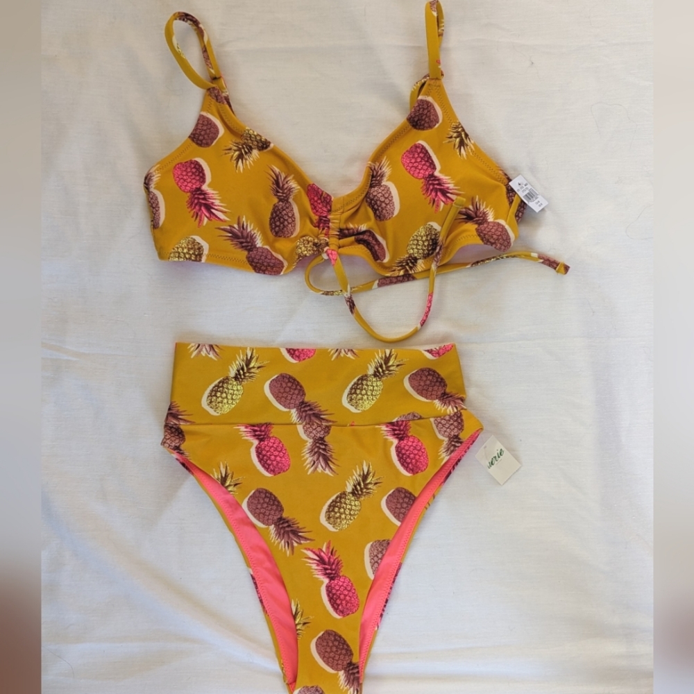 Aerie American Eagle Bikini 2 piece Yellow/Print
